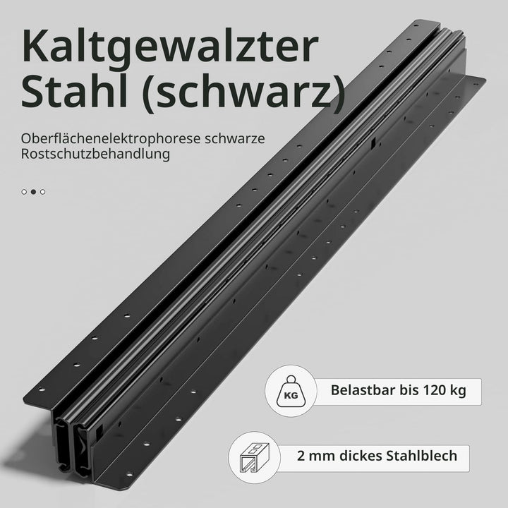 AOLISHENG Schubladenschienen Bodenhalterung 400 mm 3 Falten Auszugsschienen Vollauszug Schwerlastaus