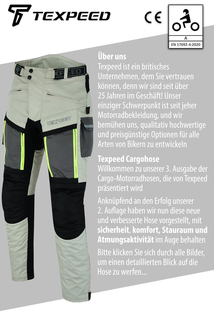 Texpeed Motorradhose Mit Protektoren Herren - Textil Wasserdicht Motorroller Motorrad Bikerin Mit Sc
