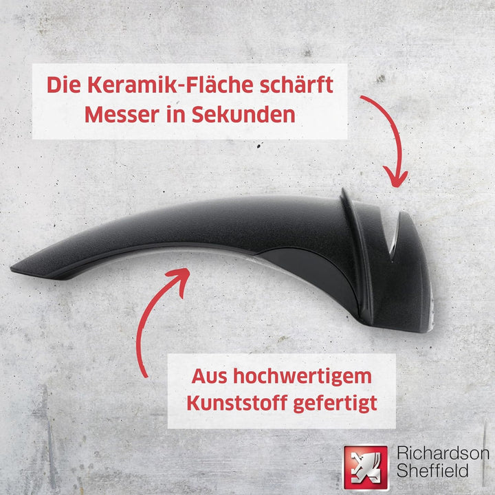 RICHARDSON SHEFFIELD Manueller Messerschärfer Schwarz manueller Messerschleifer Profi für Obstmesser
