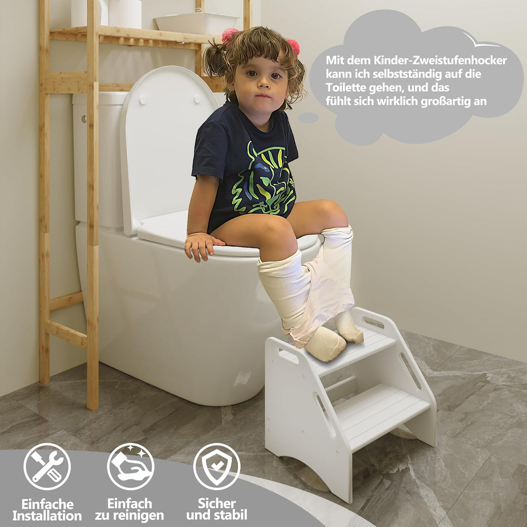 AMBIRD Zwei-Schritte-Trittstuhl für Kinder, stabile 136 kg Tragkraft, mit Sicherheits-Anti-Rutsch-Pa