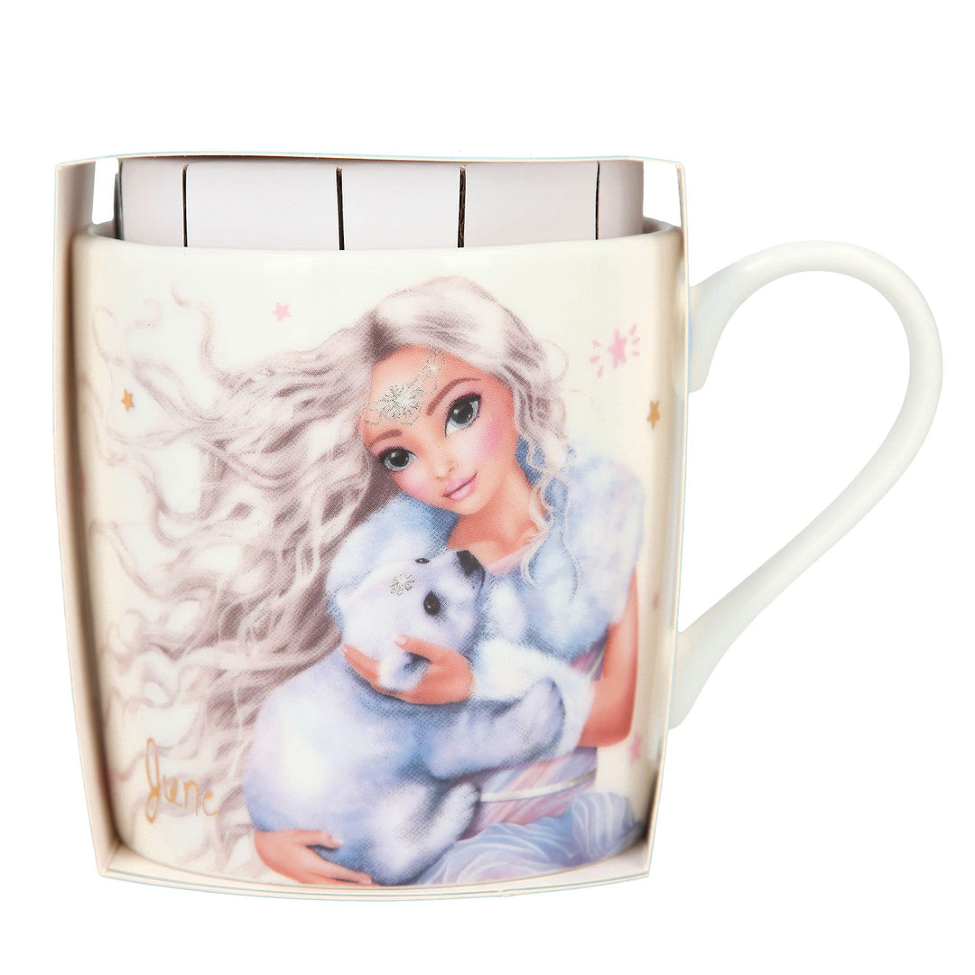 Depesche 12033 TOPModel Iceworld - Tasse in Weiss mit Model-Motiv, Eisbären-Ohren und Goldaufdruck,