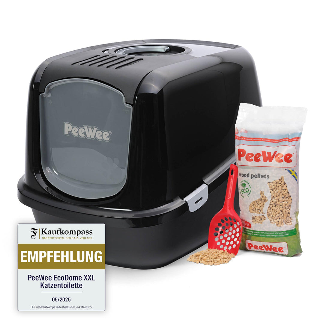 PeeWee EcoDome - Katzentoilette - Starter-Paket Schwarz, Schwarz