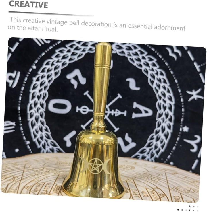 Rituelle Messing Handglocke Pentagramm Klein Langlebig für Meditation und Altardekoration 1, 1