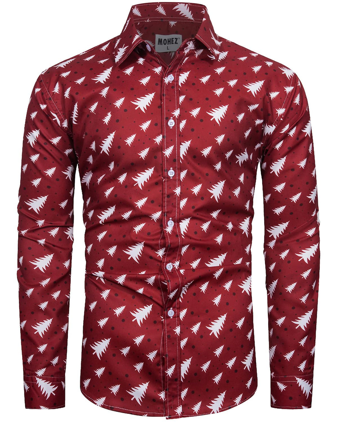 Herren Funky Christmas Print Weihnachtshemd Langarm Button Up Freizeithemd Rentier Santa Schnee Xmas