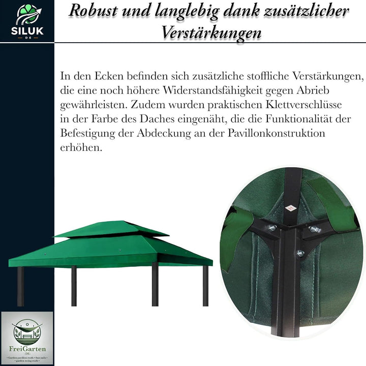 freigarten.de Ersatzdach für Pavillon 3x4 Meter Wasserdicht Material: Panama PCV Soft 370g/m² extra