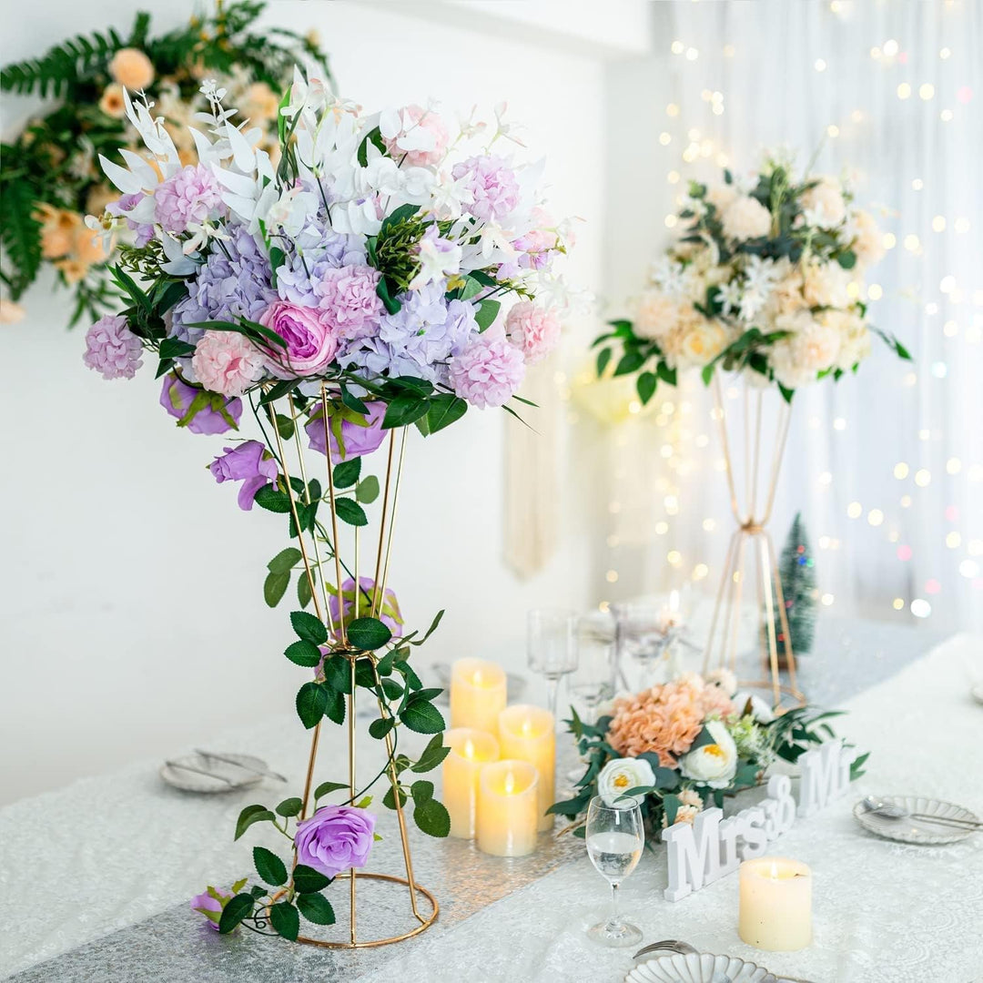 Gold Vasen Hochzeit Tafelaufsätze Blumenständer Metall 60cm hoch Trompete Vasen Geometrische Blumens