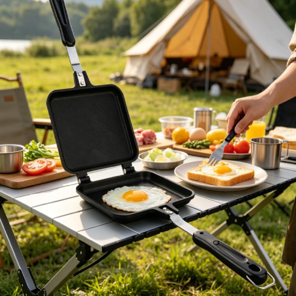 Pie Iron Campfire Sandwich Maker, doppelseitig, antihaftbeschichtet, Mountain Pie Maker, Gusseisen f