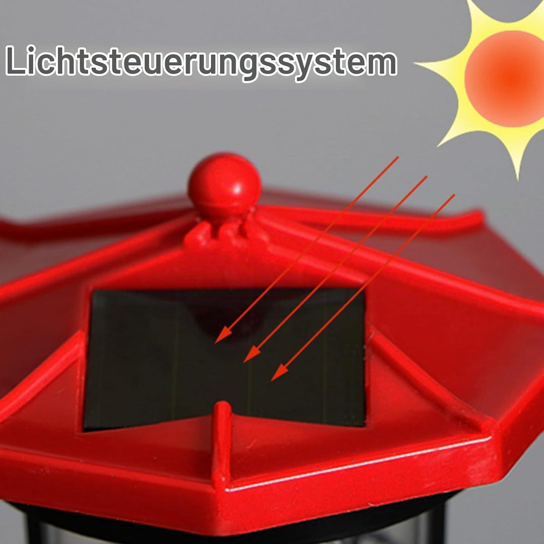 Solarbetriebene Leuchtturm Wasserdicht mit Rotierenden Leuchtfeuer Leuchtturm Solarleuchten für Hof