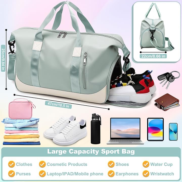 Tokeya Sporttasche 40L Reisetasche für Damen Herren mit Schuhfach Nassfach, Gross Fitnesstasche Falt