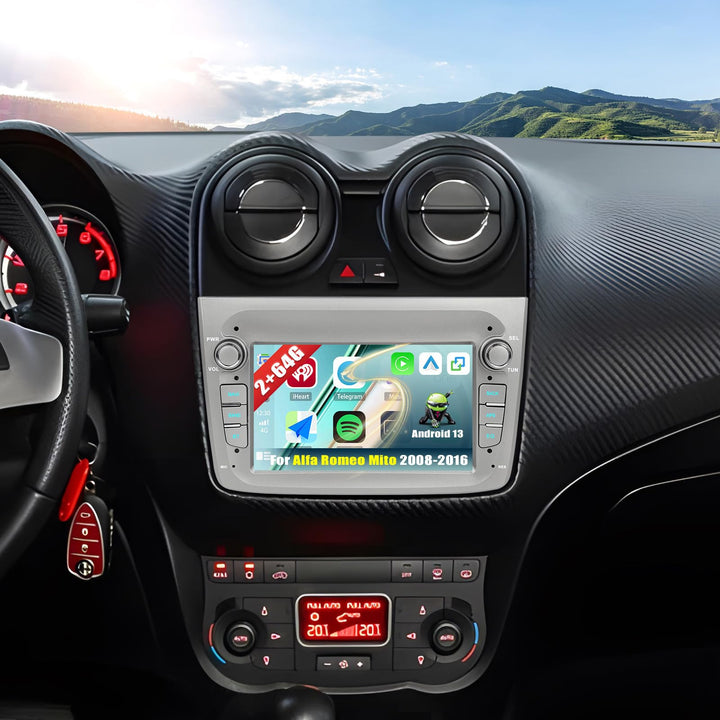 CAMECHO 2G+64G Android 13 Autoradio für Alfa Romeo MITO 2008-2016 mit Navi Carplay Android Auto Wire