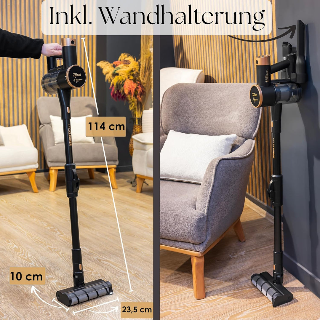 Zilan Akku Staubsauger 3in1 kabelloser Handsauger Bodenstaubsauger für Tierhaare Teppich Hartböden m