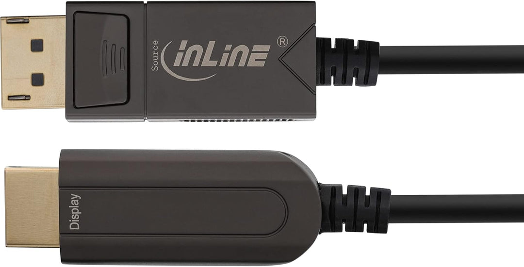 InLine 20m DisplayPort auf HDMI Konverter Kabel AOC, aktives Hybridkabel, 4K 60Hz, Metallstecker, Pl