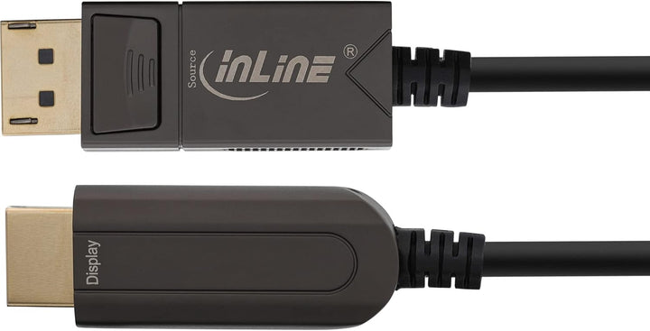 InLine 20m DisplayPort auf HDMI Konverter Kabel AOC, aktives Hybridkabel, 4K 60Hz, Metallstecker, Pl