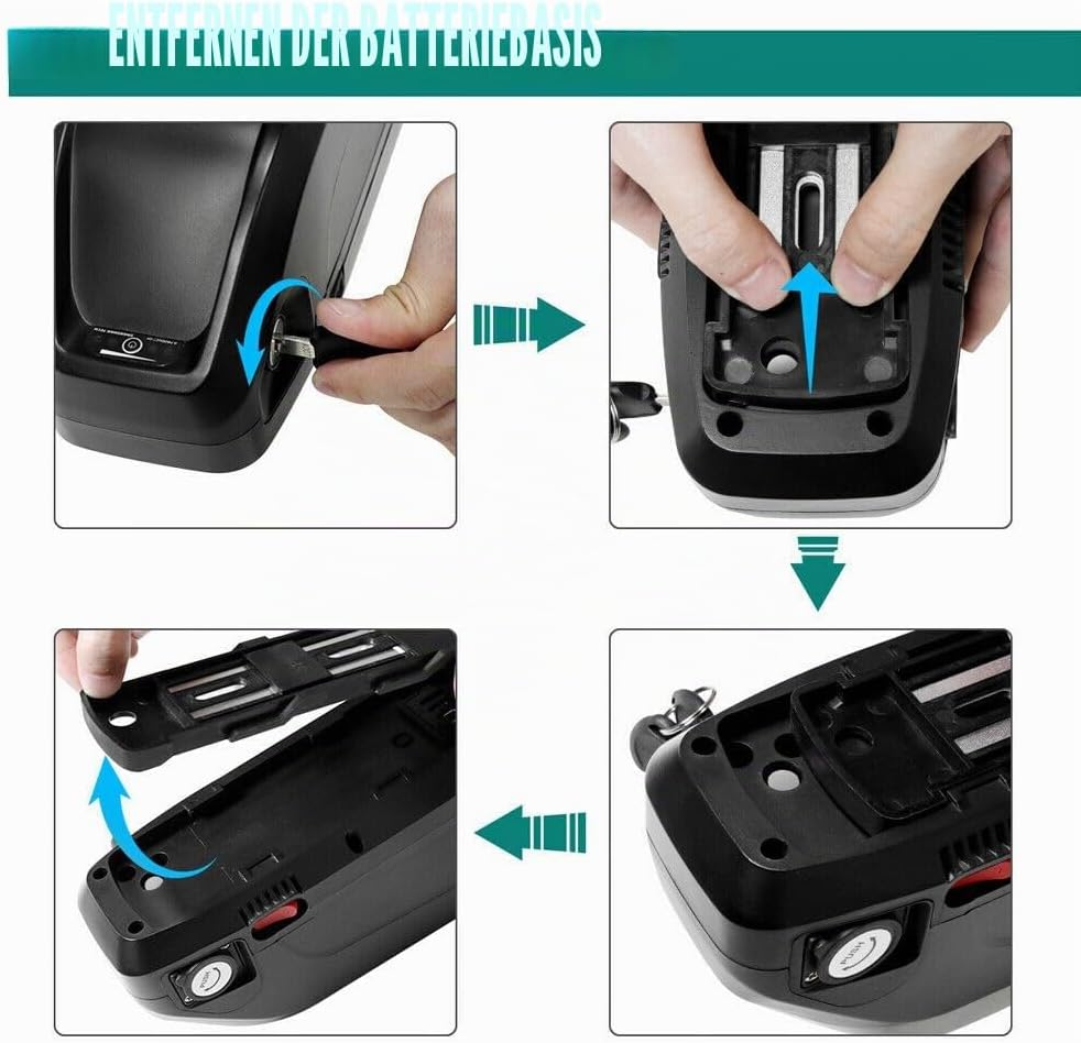 Yasco 48v 13ah Ebike Akku Elektro Fahrrad Batterie Lithium Ionen Fahrrad Batterie mit Ladegerät, eBi