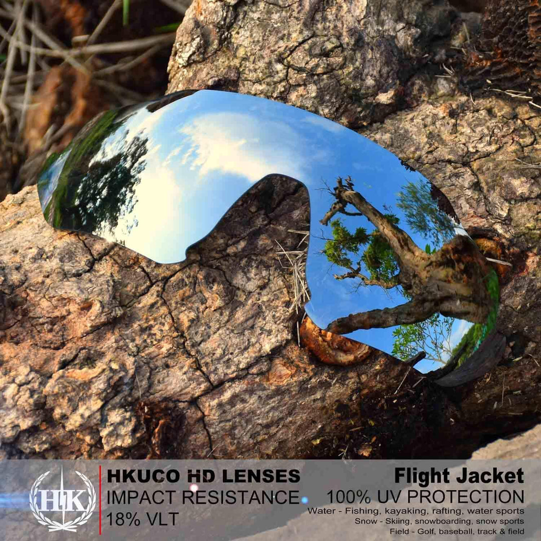 HKUCO Reinforce Blau/Titan/Photochromicic Polarisiert Ersatz-Brillengläser für Oakley Flight Jacket