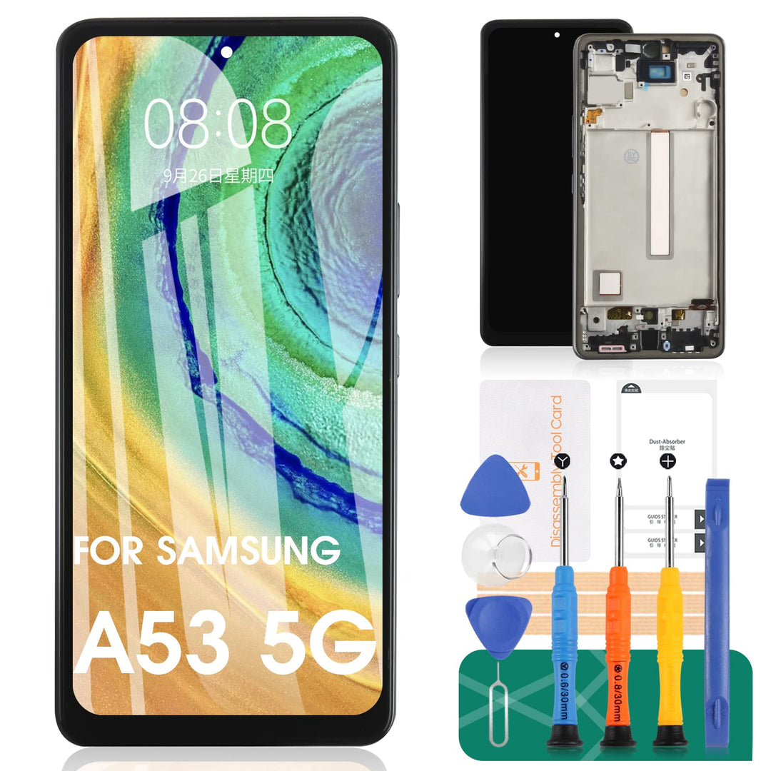 TFT Ersatz-LCD-Display für Samsung Galaxy A53 5G, SM-A536, Touch-Digitizer-Reparatur-Set mit Rahmen