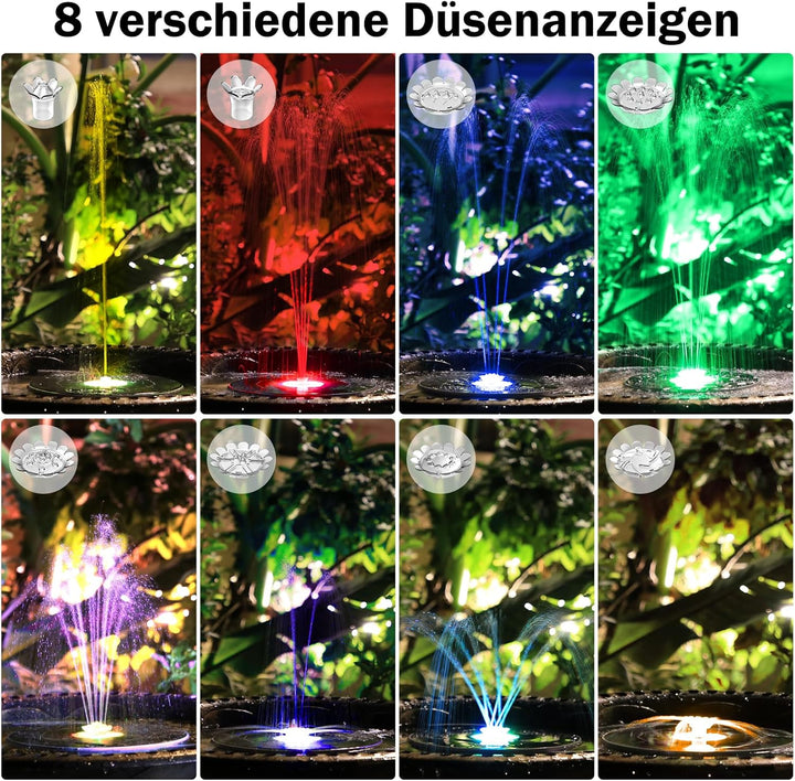 AISITIN 5,5W LED Solar Springbrunnen mit Verstellbare Stützstange Buntes Teichpumpe Solarbrunnen mit