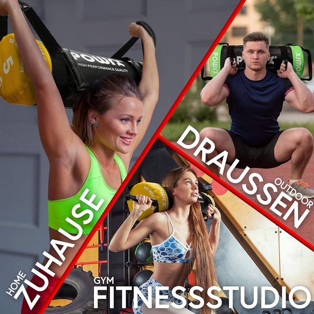 POWRX Power Bag aus Kunstleder - 5-30kg, Flexible Trainingsintensität - Kraft- und Ausdauertraining