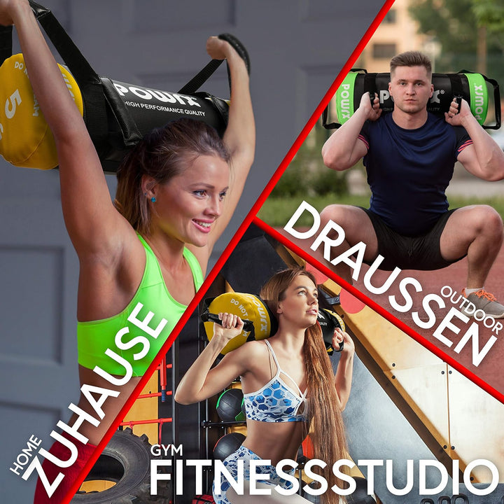 POWRX Power Bag aus Kunstleder - 5-30kg, Flexible Trainingsintensität - Kraft- und Ausdauertraining