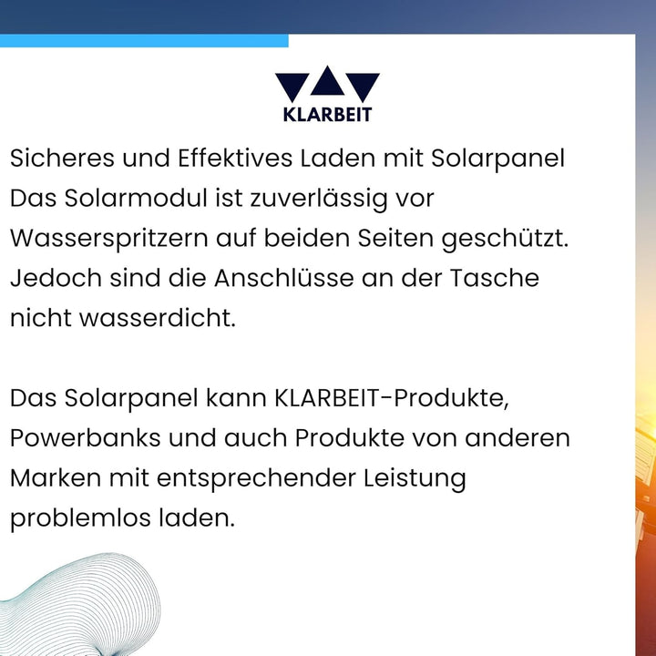 Solarpanel 100W faltbar - KLARBEIT EP-10 | Monokristallines Solarpanel Camping | Solarpanel USB Port