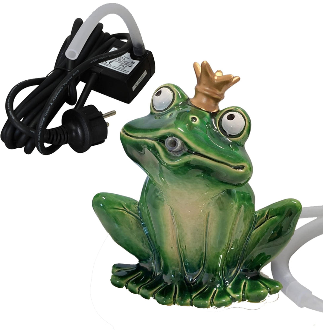 Storm's Gartenzaubereien Wasserspeier Frosch aus Keramik mit Pumpe 230V 16cm für Miniteich - Balkon