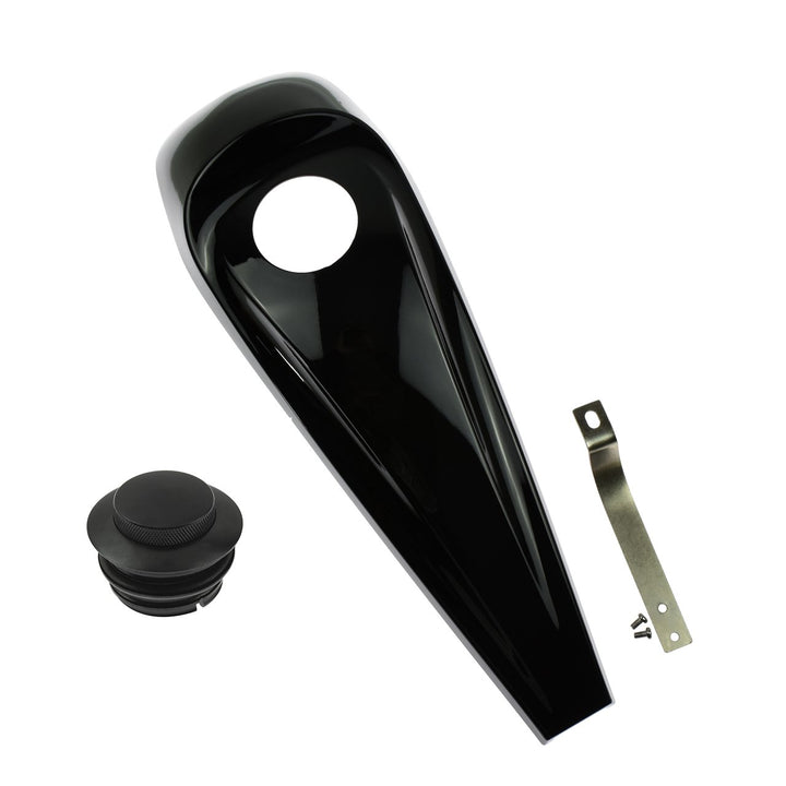HDBUBALUS CNC Smooth Dash Fuel Console Cover and Gas Tank Cap for Harley Touring Model Schwarz CR010