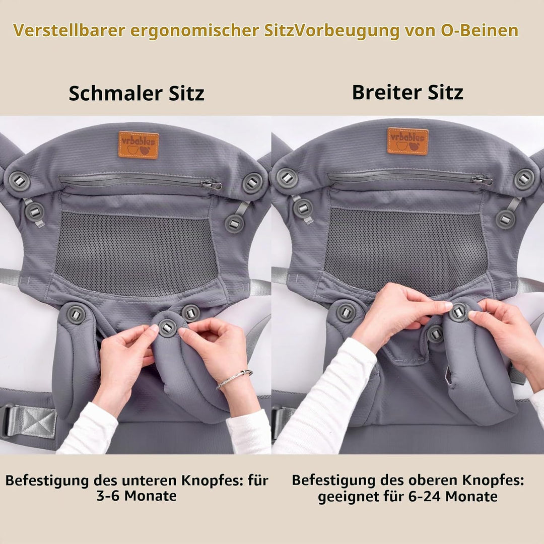 Babytrage für Neugeborene ab Geburt, Weich Atmungsaktiv Babytrage mit verstellbarem Hüftgurt Schulte