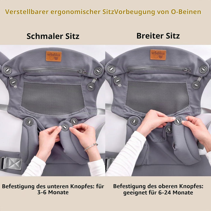 Babytrage für Neugeborene ab Geburt, Weich Atmungsaktiv Babytrage mit verstellbarem Hüftgurt Schulte