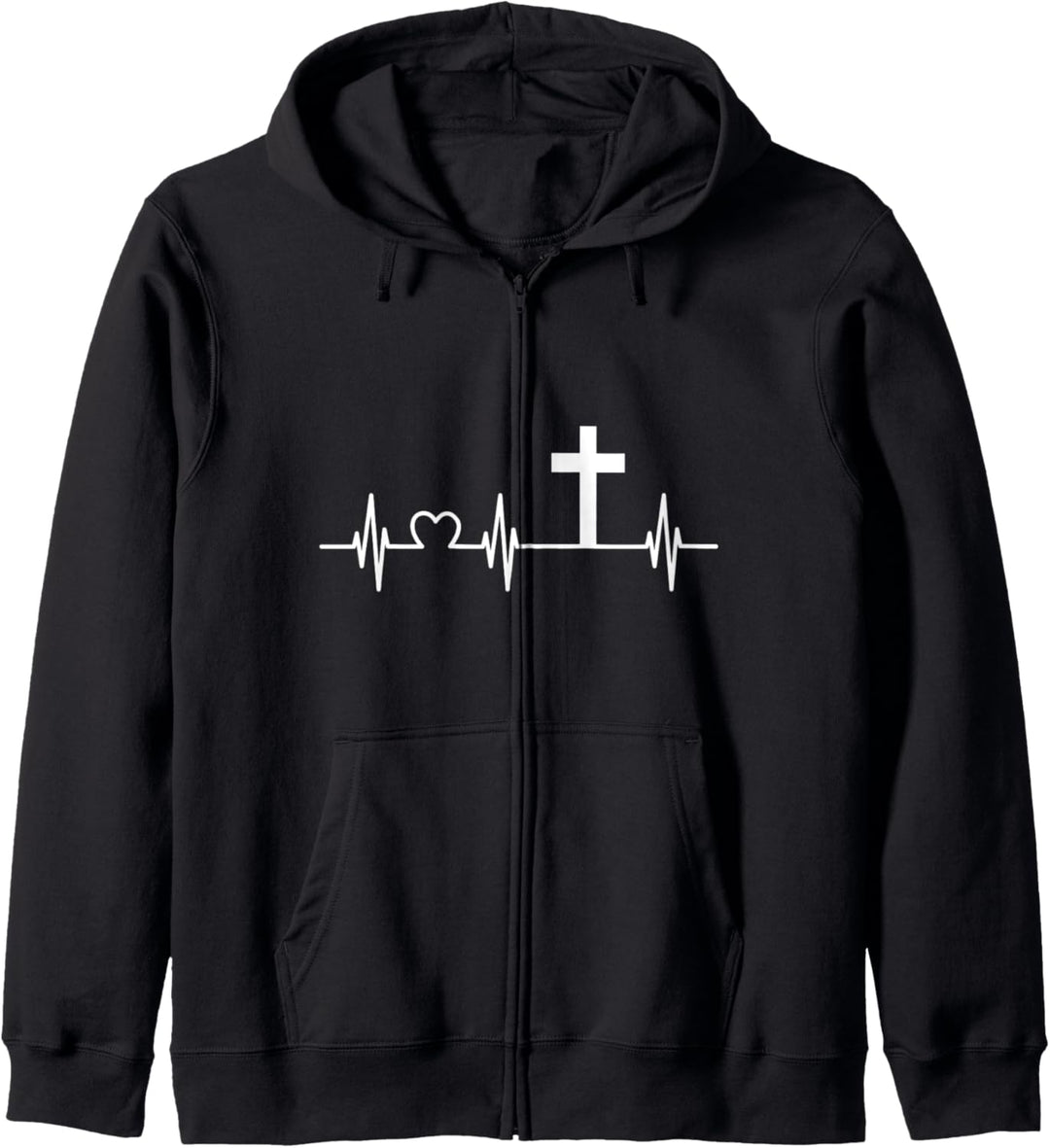 Herzschlag Herzfrequenz Christ Kreuz Glaube Kirche Kapuzenjacke