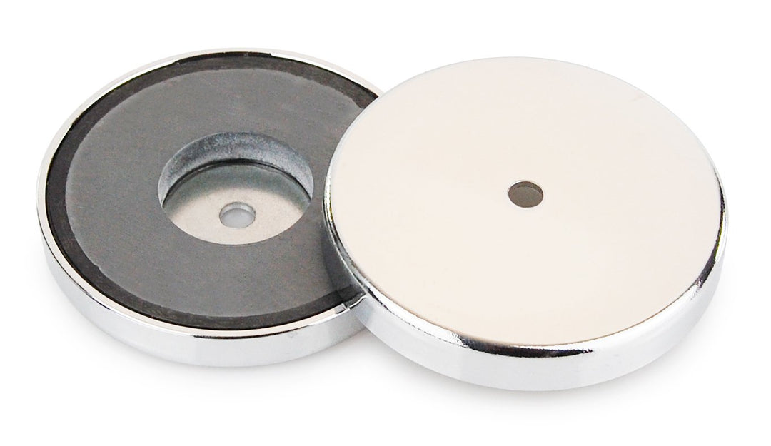 6 x Rundmagnet 81 x 10 mm bis 43 kg, Starker Magnet rund, verchromt