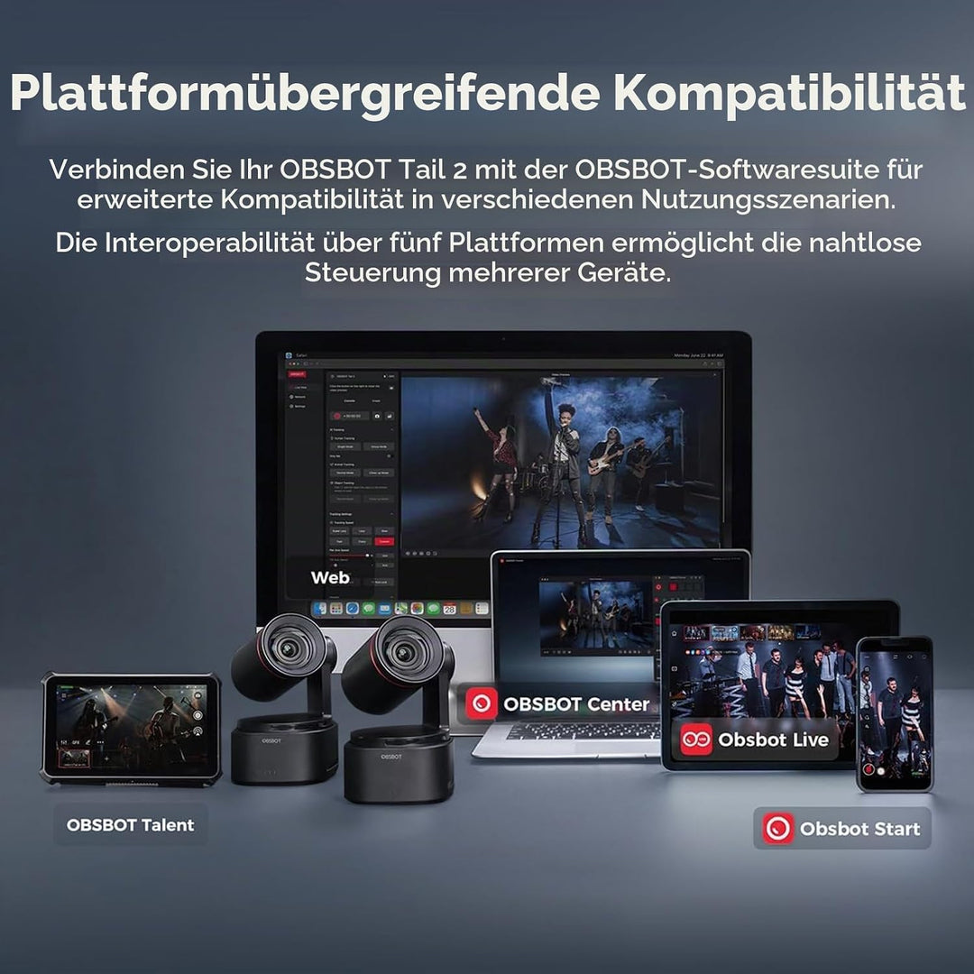 OBSBOT Tail 2 Mit Fernbedienung 4K PTZR NDI-Kamera 60fps, 5X Optischer Zoom, AI Auto Tracking, 1/1,5