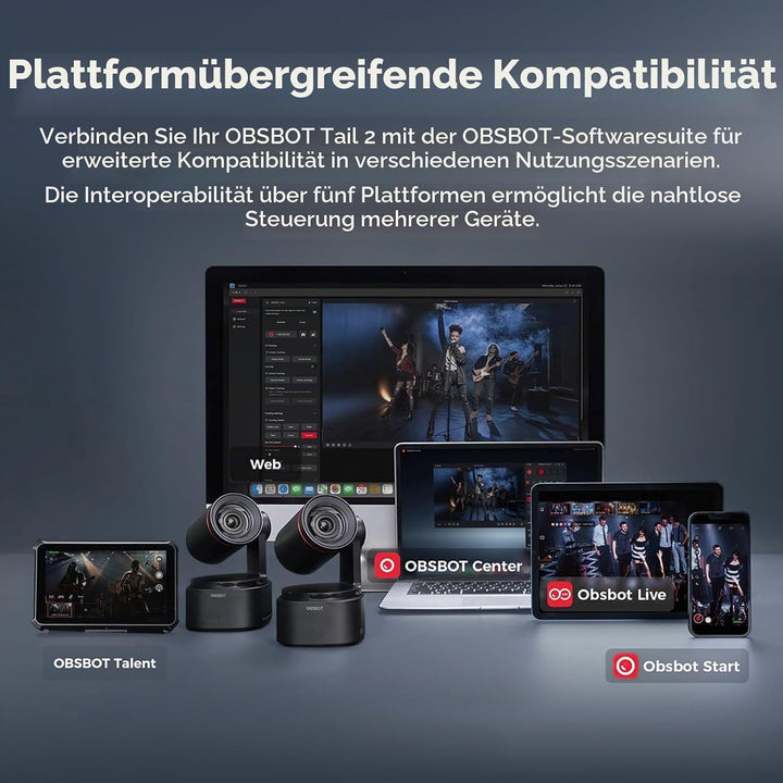 OBSBOT Tail 2 Mit Fernbedienung 4K PTZR NDI-Kamera 60fps, 5X Optischer Zoom, AI Auto Tracking, 1/1,5