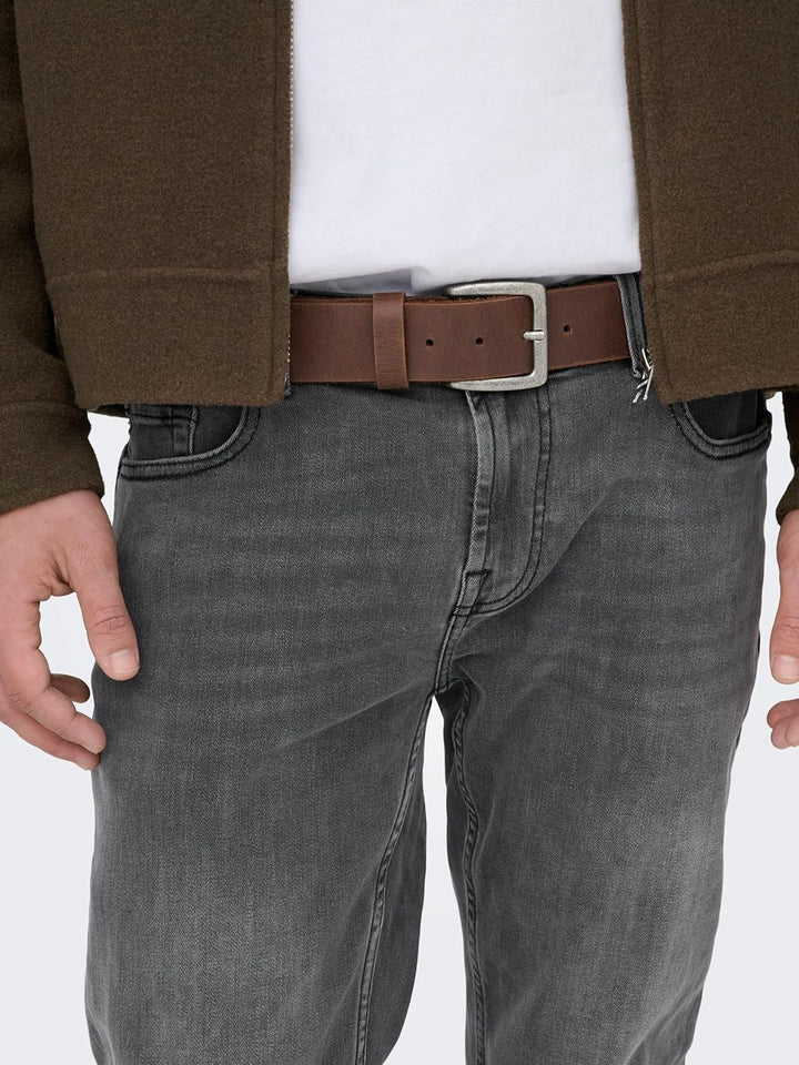ONLY &amp; SONS Male Skinny Jeans ONSWARP Niedrige Taille Skinny Fit Jeans 28W / 32L Grey Denim, 28W / 3