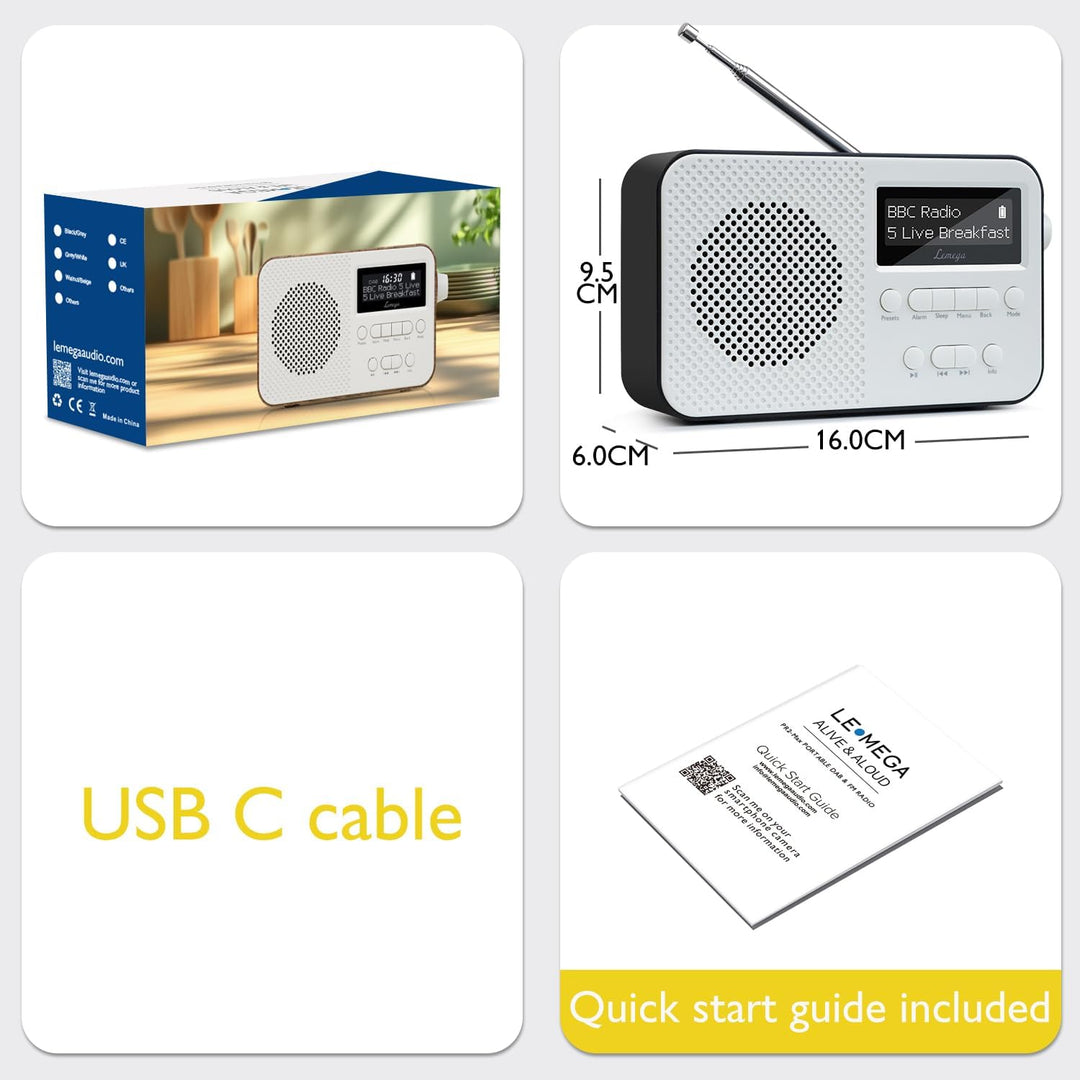 LEMEGA PR2 Tragbares DAB/DAB+ und FM Digitalradio,kompaktes Taschendesign,persönliches Taschen DAB R