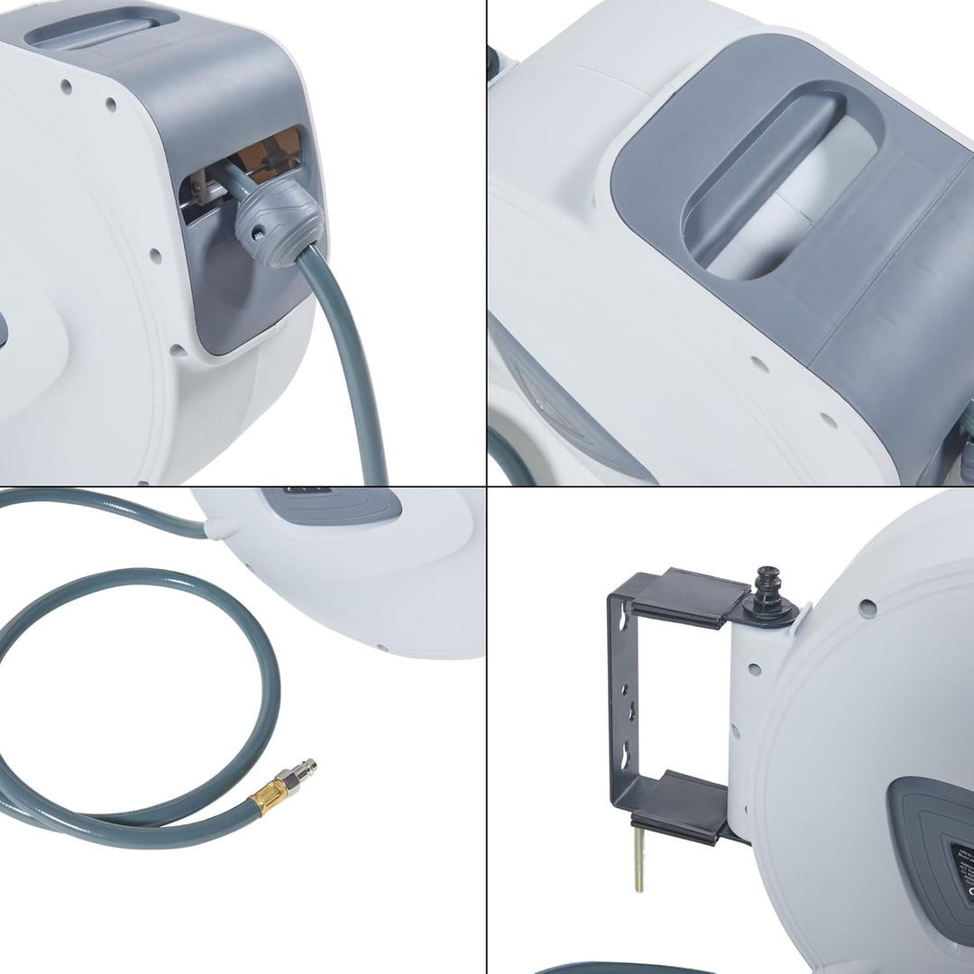 pro.tec Druckluftschlauchtrommel Nassau 180° Schwenkbarkeit Druckluftschlauch 20m + 2m Schlauchtromm