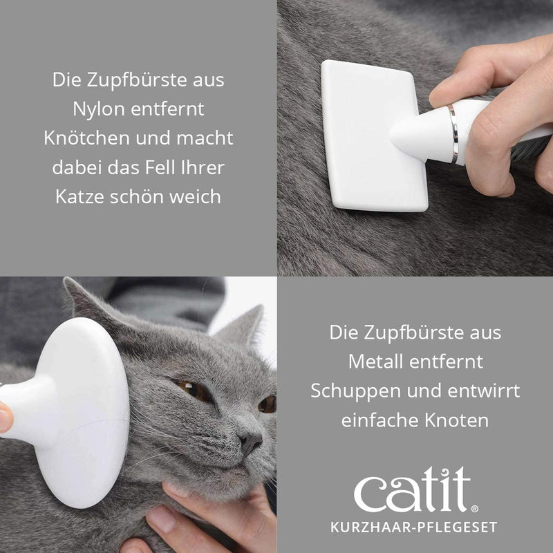 Catit Bürsten-Set für kurzhaarige Katzen, Bürsten für Kurzhaarkatzen Kurze Haare, Kurze Haare