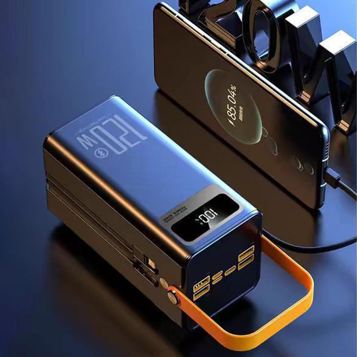 Solar Ladegerät, 120W Outdoor Powerbank, 50000mAh Überlebensausrüstung mit Licht 4 Ausgänge 3 Eingän