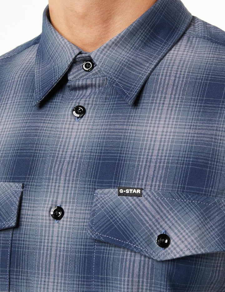 G-STAR RAW Herren Marine Slim Shirts XS Mehrfarben (Rank Blue Vanderbilt Check D20165-d412-g092), XS
