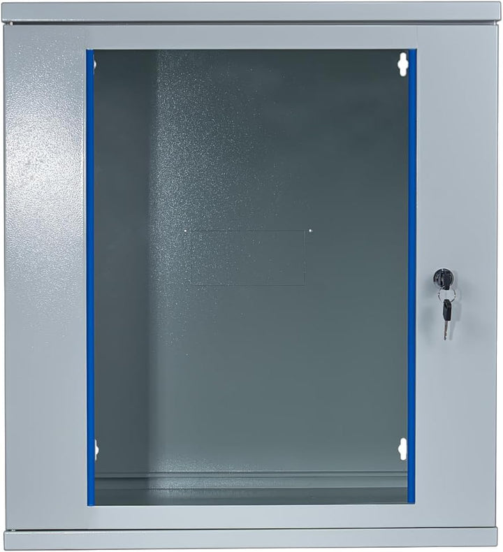 KOSCOM CONNECT Netzwerkschrank 19 Zoll 12 HE I 400 mm Tiefe I Serverschrank Grau I Wandmontage I abs