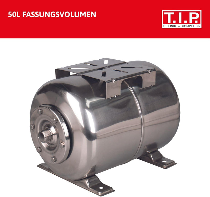 T.I.P. Druckkessel Hauswasserwerk - Membrankessel Edelstahl 50 Liter (Anschluss: 33,25 mm (1" Zoll A