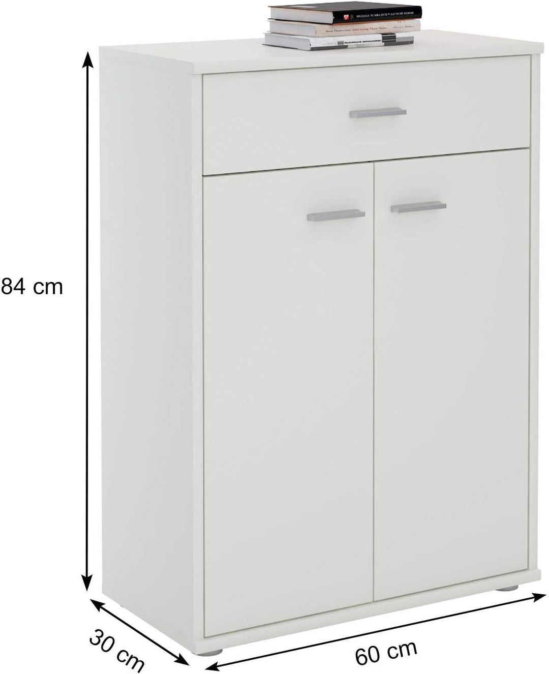 CARO-Möbel Kommode Sideboard Schrank Tommy in weiss, Anrichte Highboard mit Schublade und 2 Türen, W