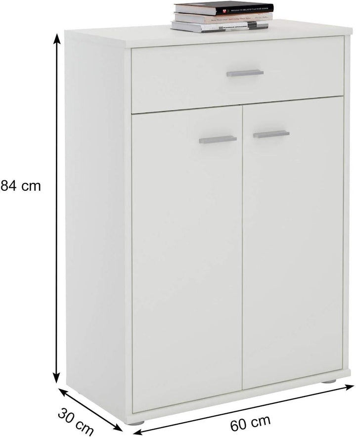 CARO-Möbel Kommode Sideboard Schrank Tommy in weiss, Anrichte Highboard mit Schublade und 2 Türen, W