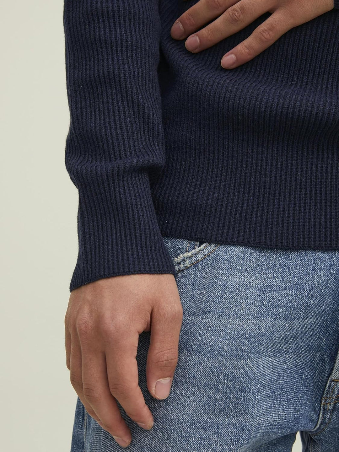 JACK & JONES Herren Jprperfect Knit Half Zip Sn Pullover Sweater M Maritime Blue/Detail:maritime Nav
