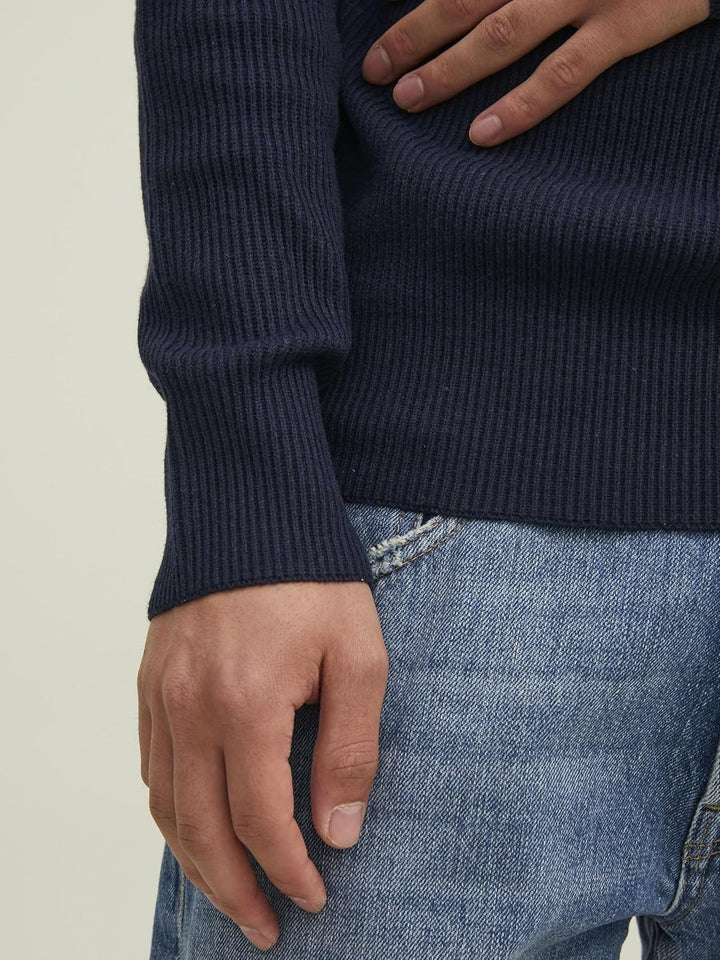 JACK & JONES Herren Jprperfect Knit Half Zip Sn Pullover Sweater M Maritime Blue/Detail:maritime Nav
