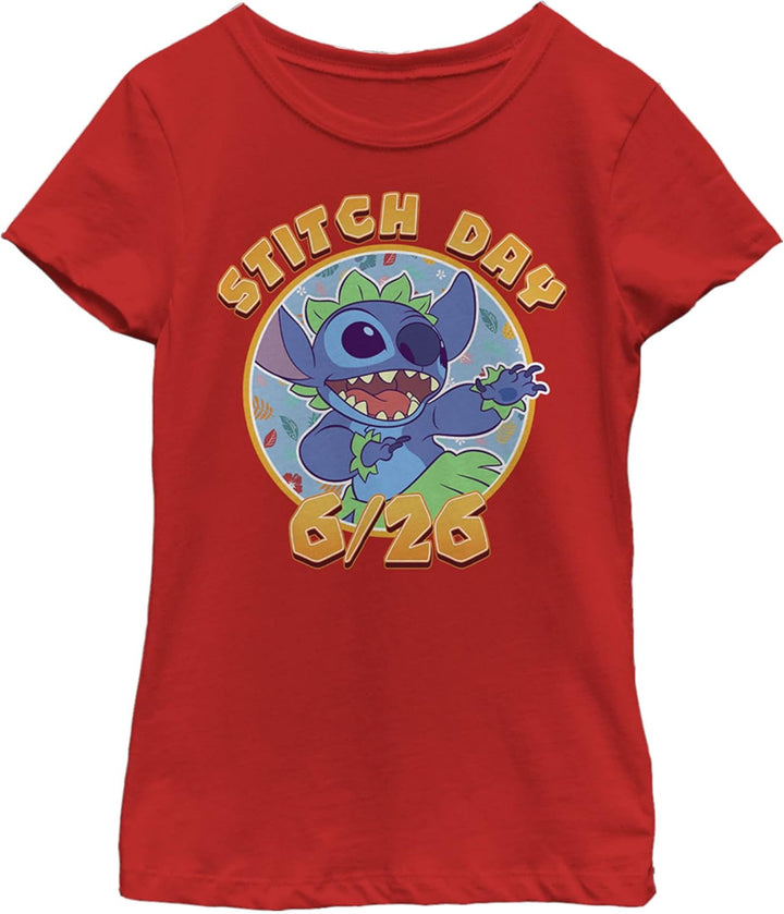 Disney Mädchen Stitch Day T-Shirt S Rot, S Rot