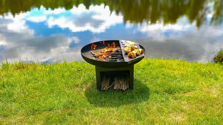 Feuerplatte Plancha Feuerplatte aus Edelstahl 4mm, Grillplatte passend für Feuertonne 60 cm (Lieferu