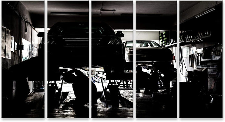 islandburner Bild auf Leinwand Silhouette Mechaniker Wartung Von Autos Werkstatt Bilder Wandbilder P