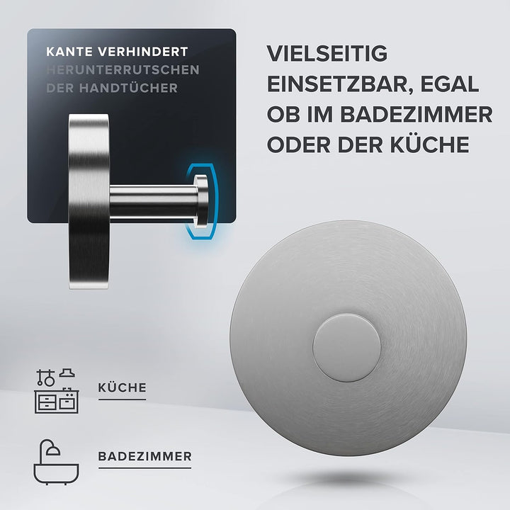 ovimar Handtuchhaken 2er Set Hirstholm zum Bohren aus Edelstahl Silber| als Handtuchhalter | kann au