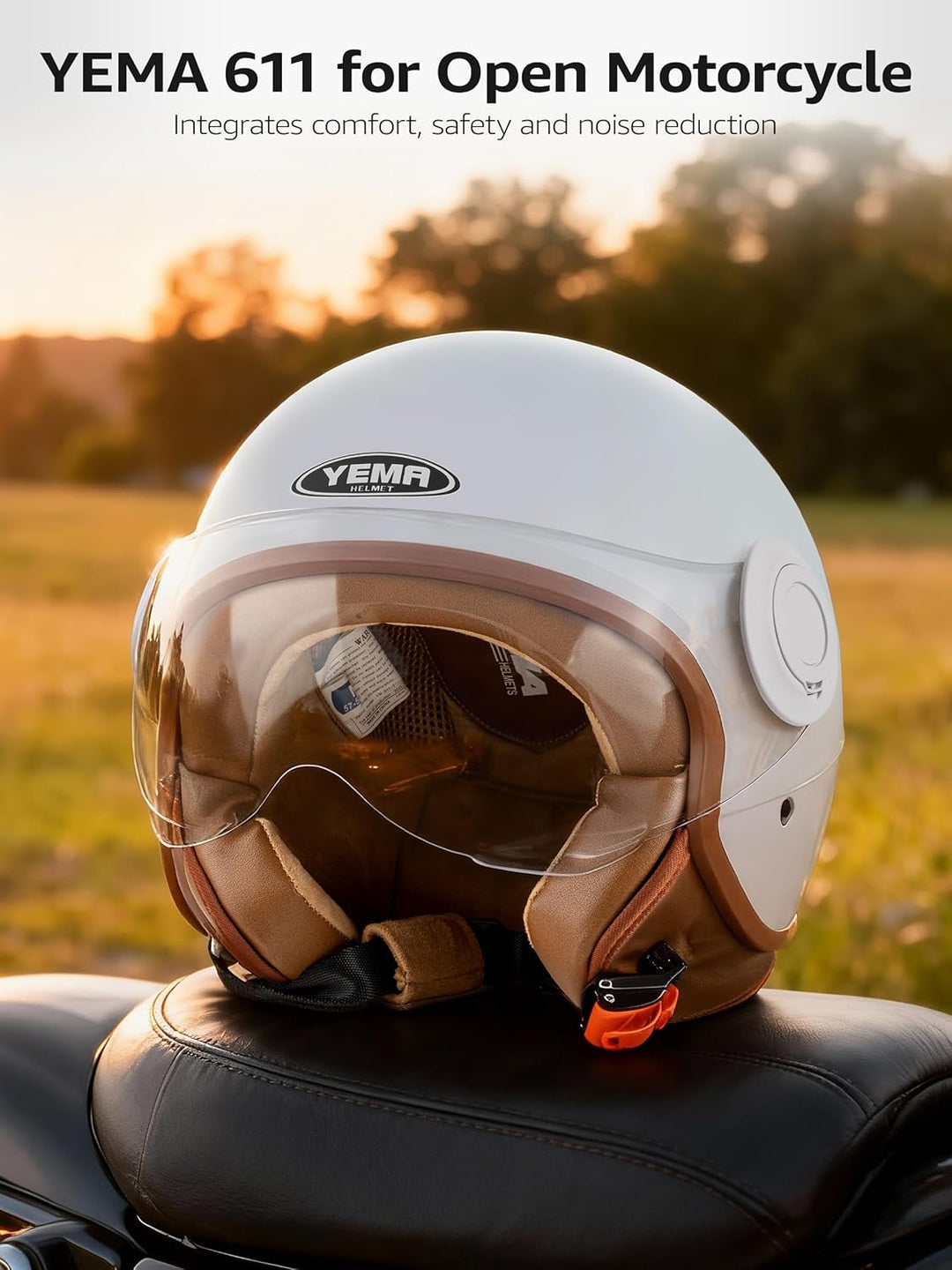 YEMA HELMET Jethelm DW-631 Moped Scooter ECE 3/4 Halbhelm für Herren Damen Kühles Grau L, Kühles Gra