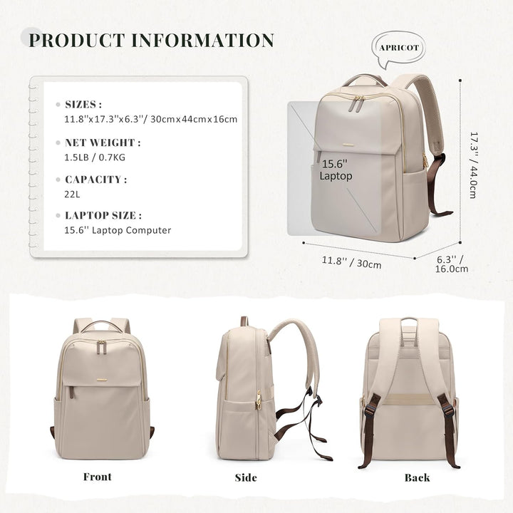 GOLF SUPAGS Laptop Rucksack Damen für 15,6 Zoll Arbeitsrucksack Anti Diebstahl Casual Daypack für Ar